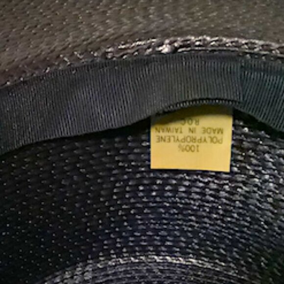 Dark Navy/Black medium brim  hat with flowers, netting and bows details on top main image 8